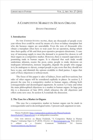 Cover of A Competitive Market in Human Organs