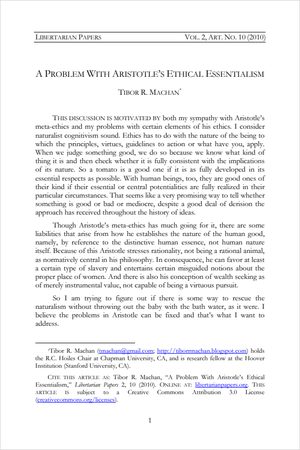 Cover of A Problem With Aristotle’s Ethical Essentialism