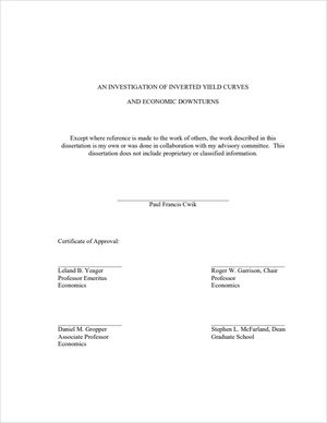 Cover of An Investigation of Inverted Yield Curves and Economic Downturns