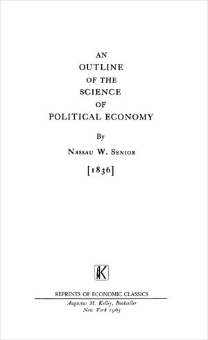 Cover of An Outline of the Science of Political Economy
