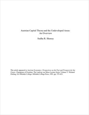 Cover of "Austrian Capital Theory and the Undeveloped Areas: An Overview