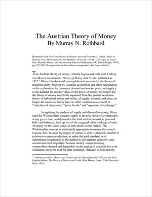 Cover of Austrian Theory of Money, The