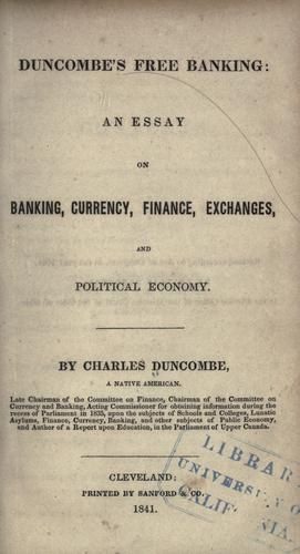Cover of Duncombe's Free Banking