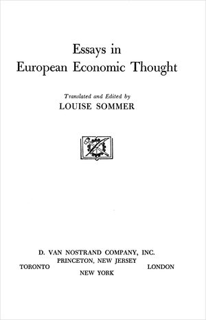 Cover of Essays in European Economic Thought