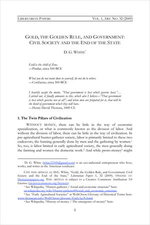 Cover of Gold, the Golden Rule, and Government: Civil Society and the End of the State