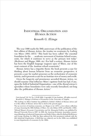 Cover of "Industrial Organization and Human Action"