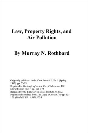 Cover of Law, Property Rights, and Air Pollution