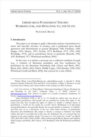 Cover of Libertarian Punishment Theory: Working for, and Donating to, the State
