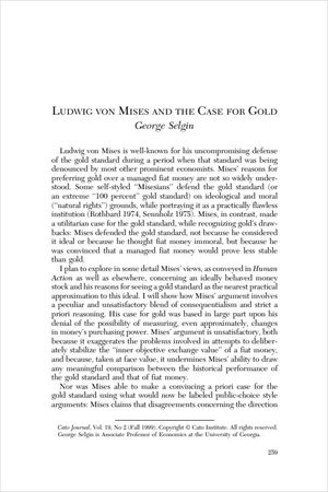 Cover of "Ludwig von Mises and the Case for Gold"