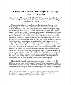 Cover of Ludwig von Mises and the Paradigm for Our Age