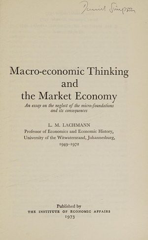 Cover of Macro-economic thinking and the Market Economy