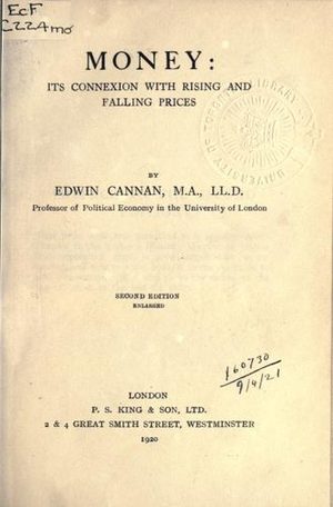 Cover of Money: Its Connexion with Rising and Falling Prices