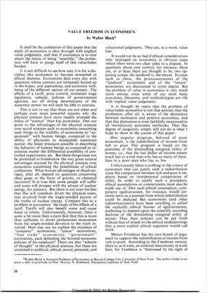 Cover of "On Value Freedom in Economics"
