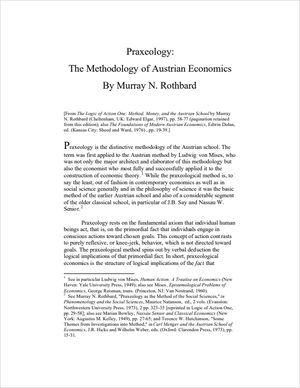 Cover of Praxeology: The Methodology of Austrian Economics