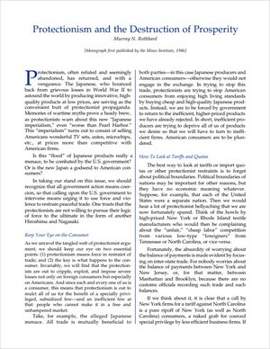 Cover of Protectionism and the Destruction of Prosperity