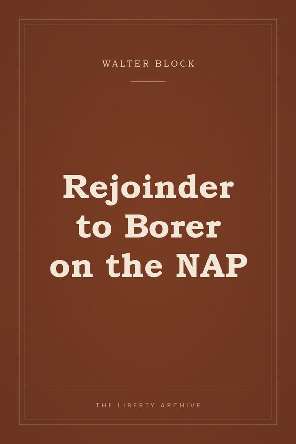 Cover of Rejoinder to Borer on the NAP