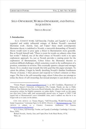 Cover of Self-Ownership, World-Ownership, and Initial Acquisition