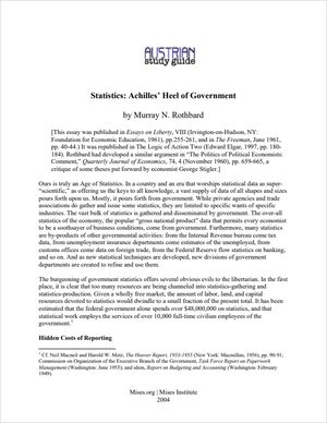 Cover of Statistics: Achilles' Heel of Government