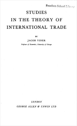 Cover of Studies in the Theory of International Trade