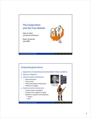 Cover of The Corporation and the Free Market