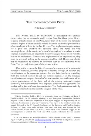 Cover of The Economic Nobel Prize
