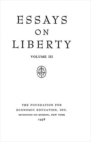 Cover of The Freeman 1958, Vol. III