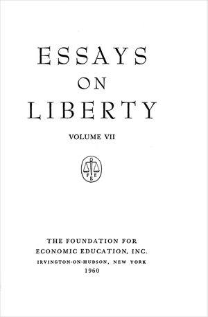 Cover of The Freeman 1960, Vol. VII