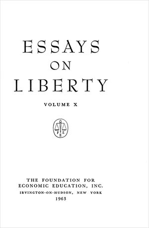 Cover of The Freeman 1963, Vol.X