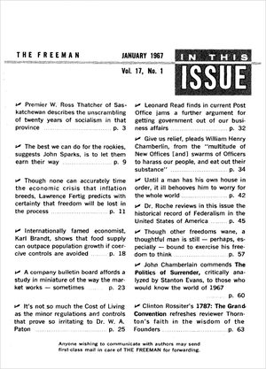 Cover of The Freeman 1967