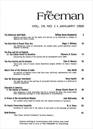 Cover of The Freeman 1969