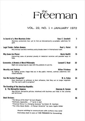 Cover of The Freeman 1972