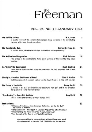 Cover of The Freeman 1974