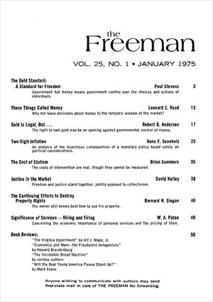 Cover of The Freeman 1975