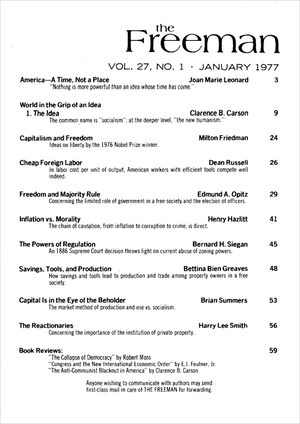 Cover of The Freeman 1977