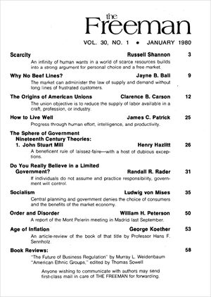 Cover of The Freeman 1980