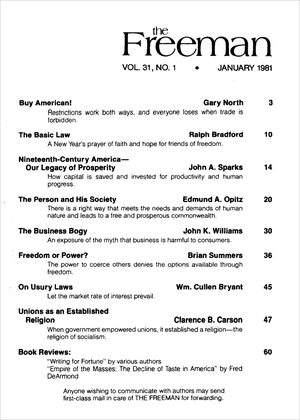 Cover of The Freeman 1981