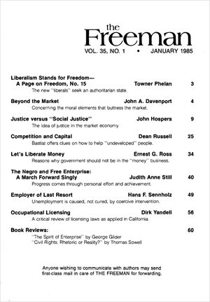 Cover of The Freeman 1985