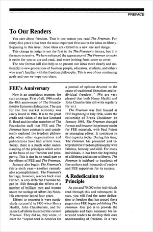 Cover of The Freeman 1986