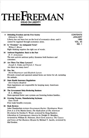 Cover of The Freeman 1993