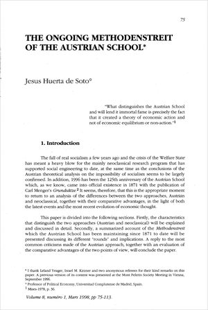 Cover of The Ongoing Methodenstreit of the Austrian School