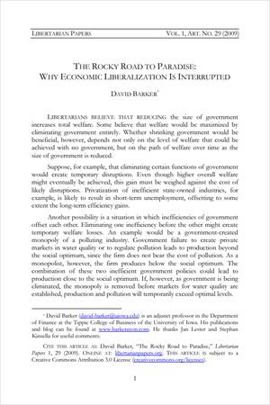 Cover of The Rocky Road to Paradise: Why Economic Liberalization is Interrupted