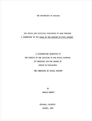 Cover of The Social and Political Philosophy of Adam Ferguson: A Commentary on his Essay on the History of Civil Society