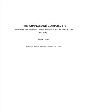 Cover of "Time, Complexity, and Change: Ludwig M. Lachmann's Contributions to the Theory of Capital"
