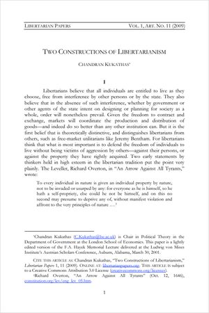 Cover of Two Constructions of Libertarianism