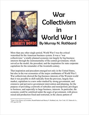 Cover of War Collectivism in World War I