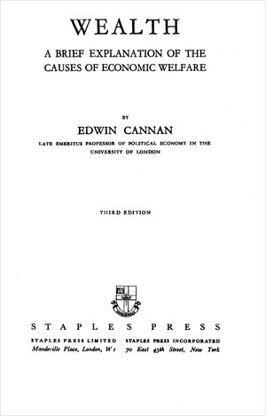 Cover of Wealth: A Brief Explanation of the Causes of Economic Welfare