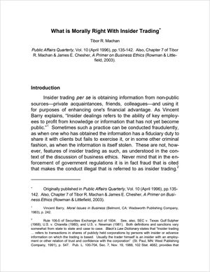 Cover of "What is Morally Right With Insider Trading?"